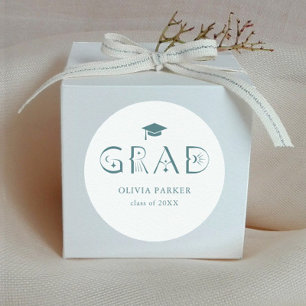 Sticker Rond Boho GRAD Typographie Turquoise