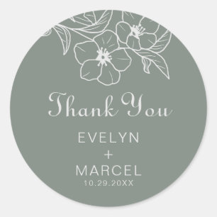 Sticker Rond Boho Green Destination Floral Mariage Merci