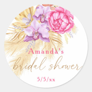 Sticker Rond Boho herbe de pampa - Baby shower de mariage 