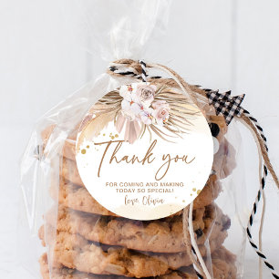 Sticker Rond Boho Herbe de Pampas Merci