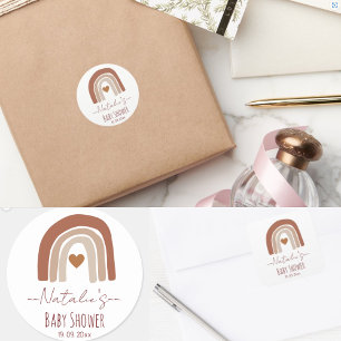 Sticker Rond Boho mignon couleur neutre arc-en-ciel naturel