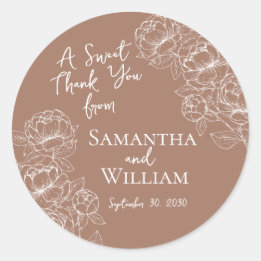 Sticker Rond Boho Mocha Mousse Floral Mariage Merci Favoriser