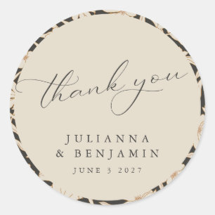 Sticker Rond Boho Moderne Botanique Mariage sur mesure Noir Ivo