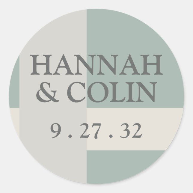 Sticker Rond Boho moderne Géométrique Abstraits Gris Vert (Devant)