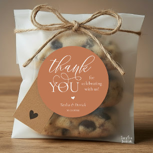 Sticker Rond Boho moderne Mariage mignon Merci de coeur cadeaux