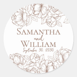Sticker Rond Boho Moderne Mocha Mousse Elégant Mariage Rustique