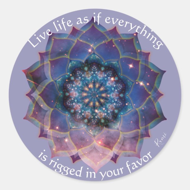 Sticker Rond Boho Nebula Bloom | Conception de Mandala (Devant)