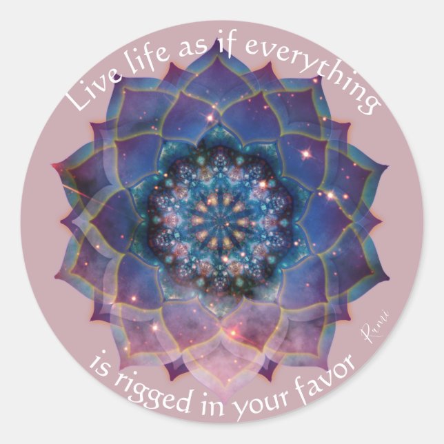 Sticker Rond Boho Nebula Bloom | Conception de Mandala (Devant)