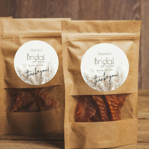 Sticker Rond Boho Neutral Fluffy Pampas Grass Fête des mariées