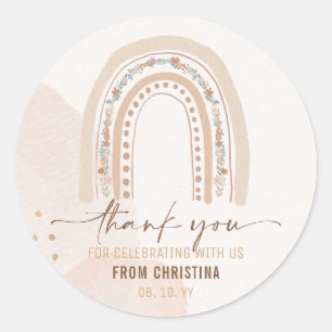 Sticker Rond Boho neutre genre arc-en-ciel Aquarelle Whimsical