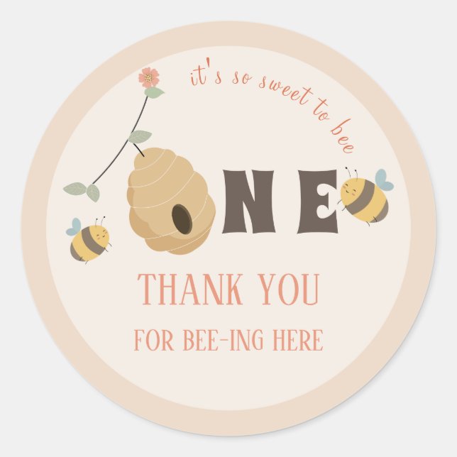 Sticker Rond Boho Premier jour d'abeille 1er anniversaire d'abe (Devant)