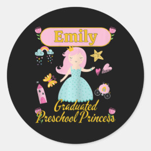 Sticker Rond Boho Princess Emily 2026 Préscolaire Personnalisé 