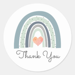 Sticker Rond Boho Rainbow Baby shower Merci Classic Round S