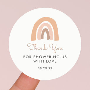 Sticker Rond Boho Rainbow Baby shower Merci Favoriser