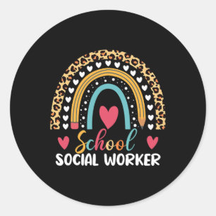 Sticker Rond Boho Rainbow School Social Worker