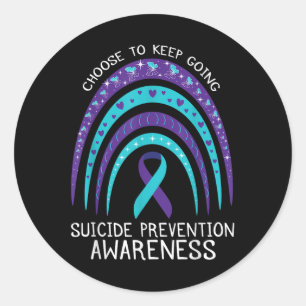 Sticker Rond Boho Rainbow Sensibilisation au suicide Santé ment