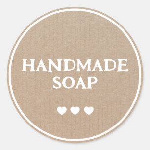 Sticker Rond Boho Retro Brown papier Kraft à savon artisanal