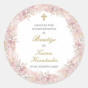 Sticker Rond Boho rose Baptiste espagnol