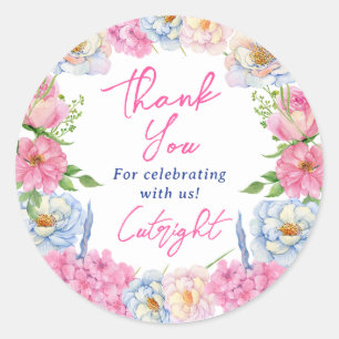 Sticker Rond Boho rose floral merci nuptiale douche classique