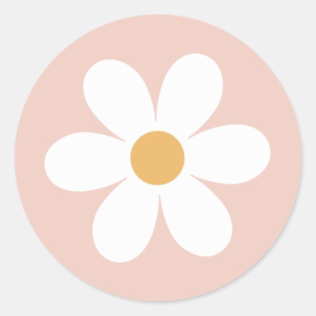 Sticker Rond Boho rose marguerite rétro (Devant)