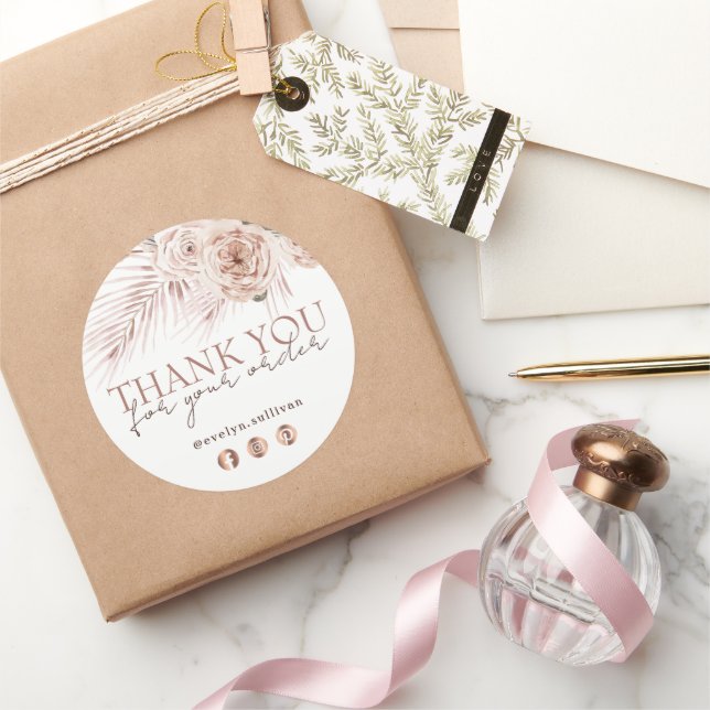 Sticker Rond Boho Roses (Cadeaux)
