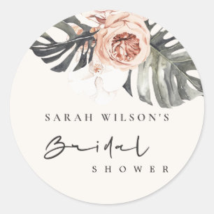 STICKER ROND BOHO RUST BLUSH MONSTERA FÊTE DES MARIÉES FLORALE