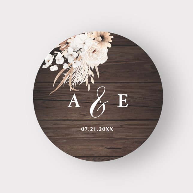 Sticker Rond Boho Rustic Fall Flowers Mariage (Créateur téléchargé)