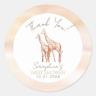 Sticker Rond Boho Safari Giraffe Baby shower