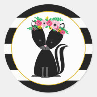Boho Skunk Black + White Stripe Baby shower