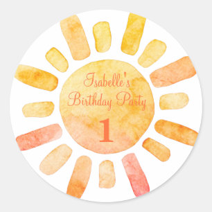 Sticker Rond Boho Sun Rays Premier anniversaire
