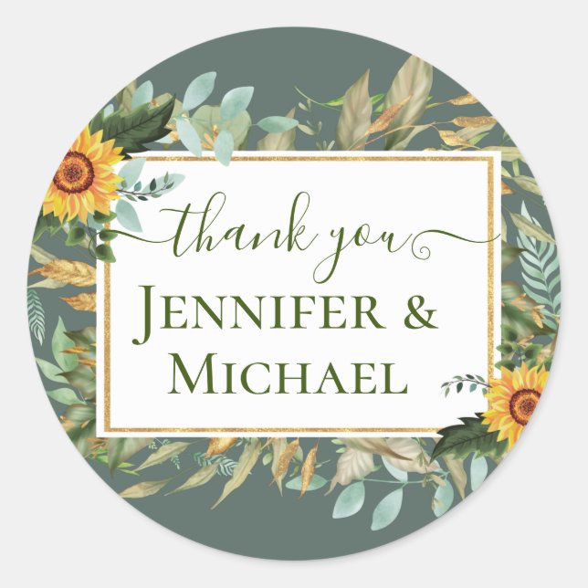 Sticker Rond Boho Sunflower Sage Mariage de verdure (Devant)