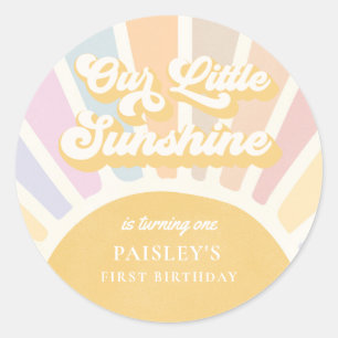 Sticker Rond Boho Sunshine 1er Voyage Autour Du Soleil Annivers