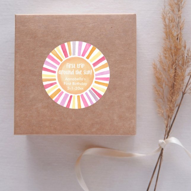 Sticker Rond Boho sunshine Premier voyage autour de l'anniversa (Créateur téléchargé)