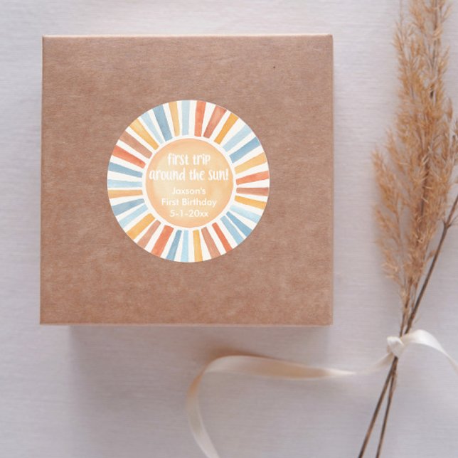 Sticker Rond Boho sunshine Premier voyage autour de l'anniversa (Créateur téléchargé)