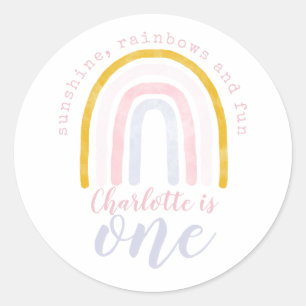 Sticker Rond Boho Sunshine, Rainbows et Fun Premier anniversair