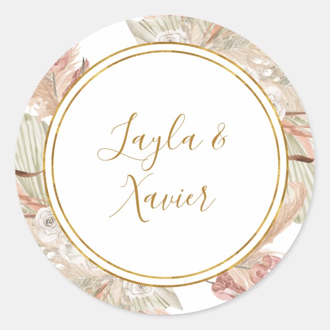 Sticker Rond Boho Tropical Botanical | Sceaux d'enveloppe Maria (Devant)