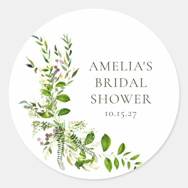 Sticker Rond Boho Verdure Aquarelle Fête des mariées florale (Devant)