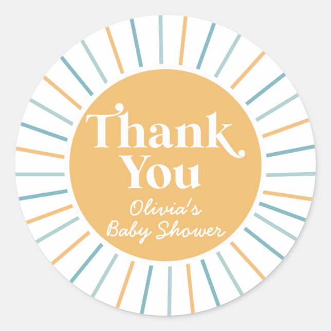 Sticker Rond Boho Voici le baby shower soleil Son (Devant)