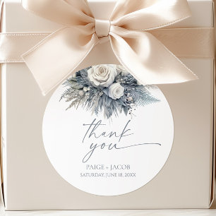 Sticker Rond Boho White Rose Floral Mariage Jardin