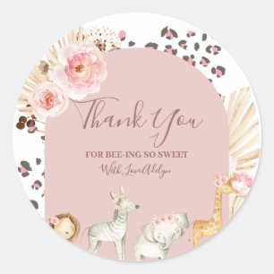 Sticker Rond Boho Wild Animals Merci d'être ici Classic
