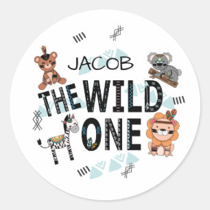 Sticker Rond Boho Wild Un 1er anniversaire
