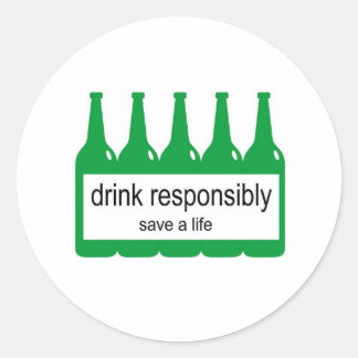 Sticker Rond Boire de manière responsable - Sauver une vie