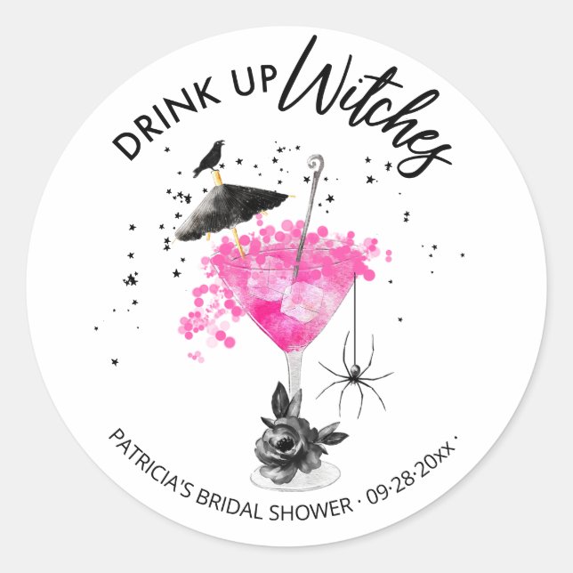 Sticker Rond Boire des sorcières Cocktail Halloween Fête des ma (Devant)