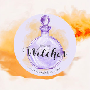 Sticker Rond Boire des sorcières pourpre potion d'aquarelle