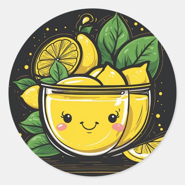 Sticker Rond Boire Kawaii Lemonade (Devant)
