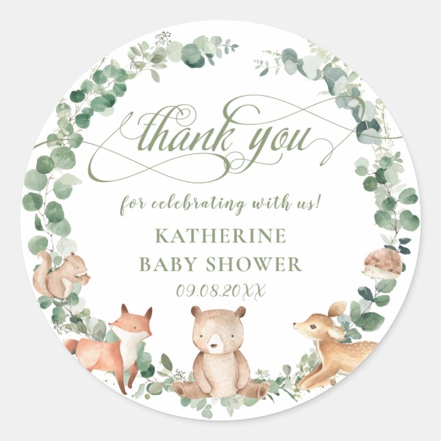 Sticker Rond Bois Animaux Végétation Merci neutre Favoriser (Devant)