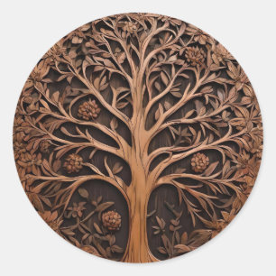 Sticker Rond Bois australiens : 3D Warah Tree Wood Print,