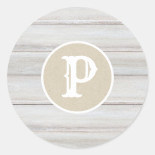 Sticker Rond Bois blanc rustique Shabby Chic Kraft Mariage Favo