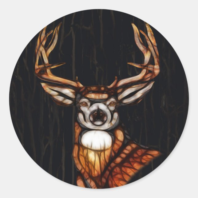 Sticker Rond Bois Bois Cerf Rustique Pays Personnalisé Faveur (Devant)