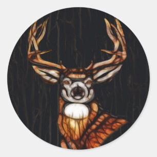 Sticker Rond Bois Bois Cerf Rustique Pays Personnalisé Faveur